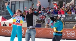 Eddie the Eagle photo from the set.