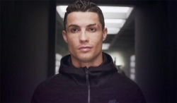 Ronaldo vs. Messi photo from the set.